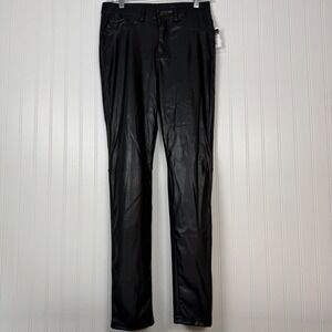 Rue 21 Jeggings Pants Mid- Rise S/M Black Freedom Flex Faux Leather‎
